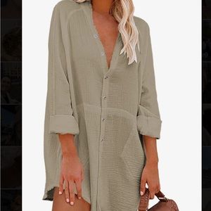 Button Down Gauze Shirt Dress